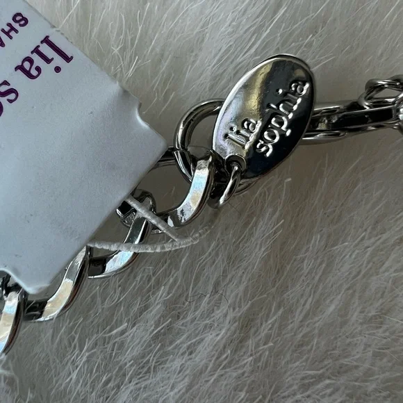 Lia Sophia NWT "Fondant" Necklace Silver Tone Aqua Mint Smoky Stones & Crystals - Picture 7 of 11